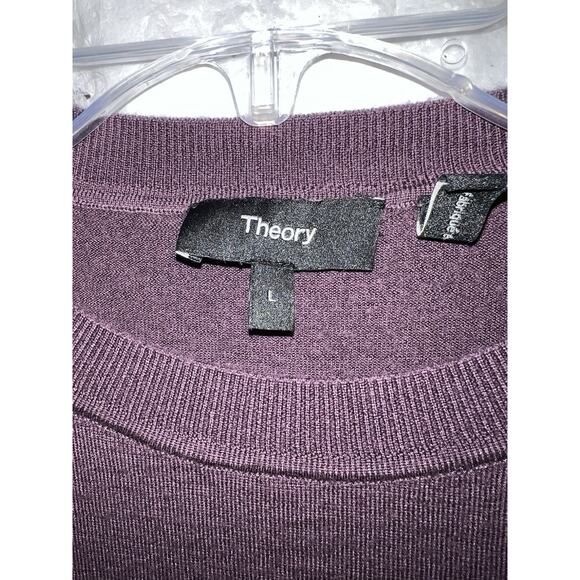Theory Purple Merino Wool Pullover Sweater Sz L Preppy Academic Classic - Picture 4 of 7